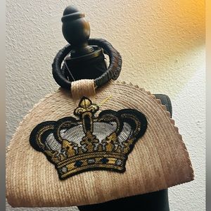 Handmade bags, palm material with sequin patches